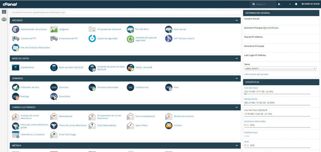 CPanel para alojar tu página web